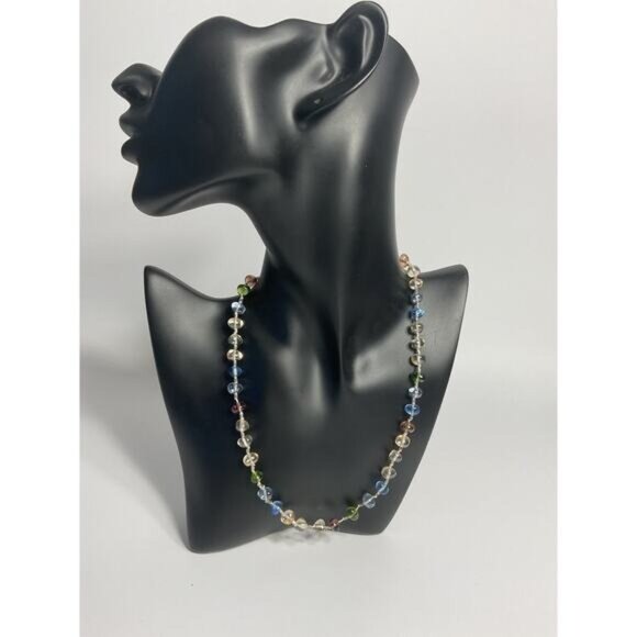 Monet Signed Glass Beaded Hand Knotted Earthy Tone Necklace - Picture 1 of 7